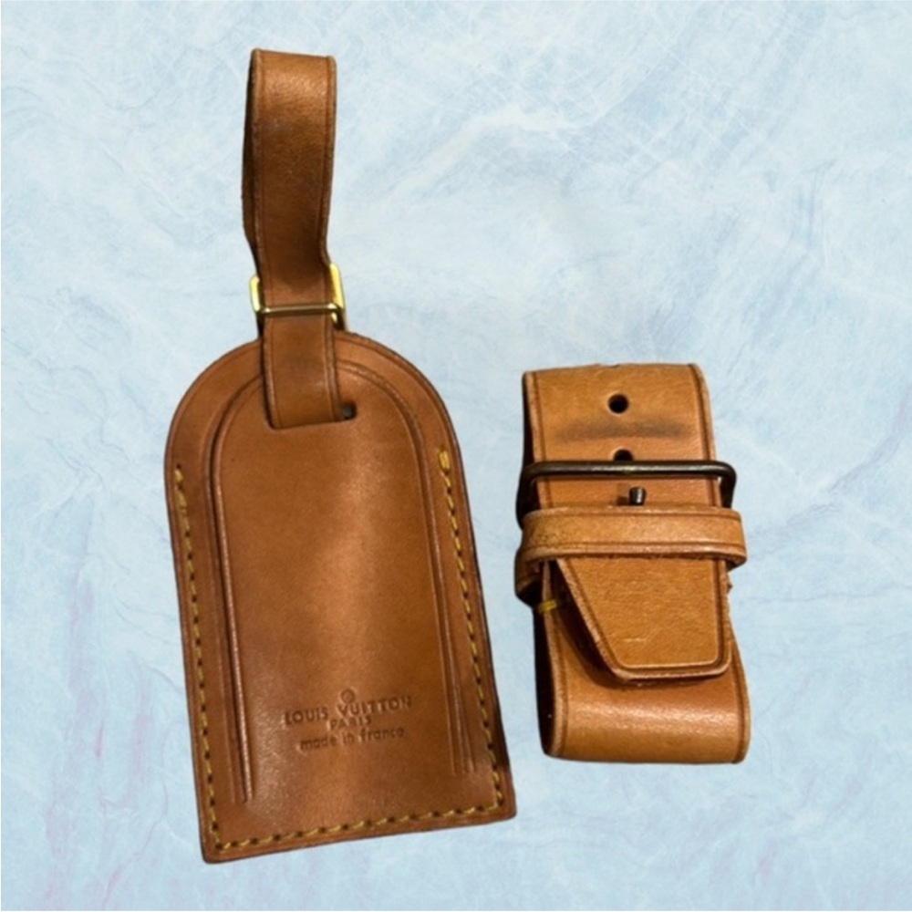 Louis Vuitton Tan Leather Bag tag